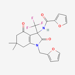 N~2~-[1-(2-FURYLMETHYL)-6,6-DIMETHYL-2,4-DIOXO-3-(TRIFLUOROMETHYL)-2,3,4,5,6,7-HEXAHYDRO-1H-INDOL-3-YL]-2-FURAMIDE