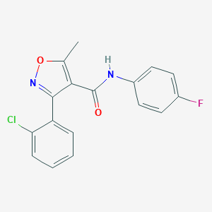 molecular formula C17H12ClFN2O2 B414903 3-(2-氯苯基)-N-(4-氟苯基)-5-甲基-1,2-噁唑-4-羧酰胺 CAS No. 303136-05-2