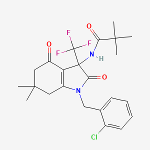 N-[1-(2-chlorobenzyl)-6,6-dimethyl-2,4-dioxo-3-(trifluoromethyl)-2,3,4,5,6,7-hexahydro-1H-indol-3-yl]-2,2-dimethylpropanamide