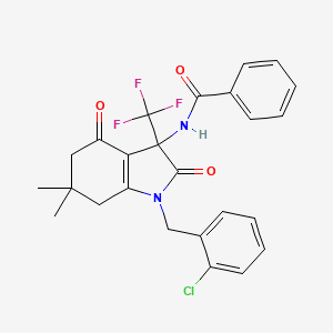 molecular formula C25H22ClF3N2O3 B4149059 N-{1-[(2-CHLOROPHENYL)METHYL]-6,6-DIMETHYL-2,4-DIOXO-3-(TRIFLUOROMETHYL)-2,3,4,5,6,7-HEXAHYDRO-1H-INDOL-3-YL}BENZAMIDE 