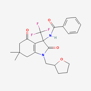 N-[6,6-dimethyl-2,4-dioxo-1-(tetrahydrofuran-2-ylmethyl)-3-(trifluoromethyl)-2,3,4,5,6,7-hexahydro-1H-indol-3-yl]benzamide