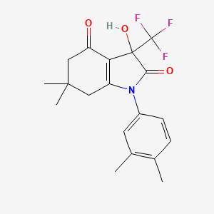 1-(3,4-DIMETHYLPHENYL)-3-HYDROXY-6,6-DIMETHYL-3-(TRIFLUOROMETHYL)-2,3,4,5,6,7-HEXAHYDRO-1H-INDOLE-2,4-DIONE