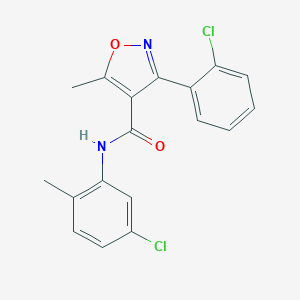 molecular formula C18H14Cl2N2O2 B414909 N-(5-chloro-2-methylphenyl)-3-(2-chlorophenyl)-5-methyl-1,2-oxazole-4-carboxamide 