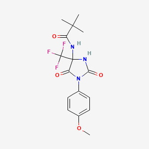 N-[1-(4-methoxyphenyl)-2,5-dioxo-4-(trifluoromethyl)imidazolidin-4-yl]-2,2-dimethylpropanamide