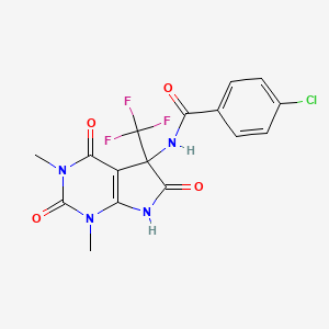 4-chloro-N-[1,3-dimethyl-2,4,6-trioxo-5-(trifluoromethyl)-2,3,4,5,6,7-hexahydro-1H-pyrrolo[2,3-d]pyrimidin-5-yl]benzamide