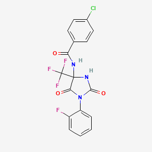 4-chloro-N-[1-(2-fluorophenyl)-2,5-dioxo-4-(trifluoromethyl)imidazolidin-4-yl]benzamide