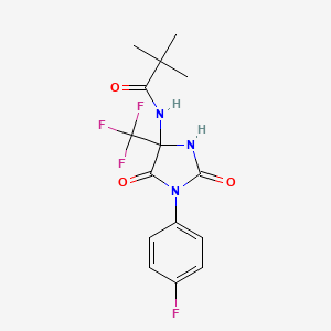 N-[1-(4-fluorophenyl)-2,5-dioxo-4-(trifluoromethyl)imidazolidin-4-yl]-2,2-dimethylpropanamide