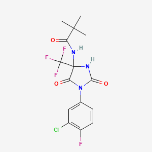 N-[1-(3-chloro-4-fluorophenyl)-2,5-dioxo-4-(trifluoromethyl)-4-imidazolidinyl]-2,2-dimethylpropanamide