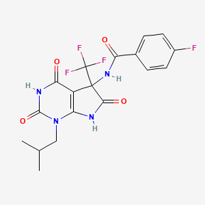 4-FLUORO-N-[1-(2-METHYLPROPYL)-2,4,6-TRIOXO-5-(TRIFLUOROMETHYL)-1H,2H,3H,4H,5H,6H,7H-PYRROLO[2,3-D]PYRIMIDIN-5-YL]BENZAMIDE