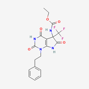 molecular formula C18H17F3N4O5 B4149155 ethyl [2,4,6-trioxo-1-(2-phenylethyl)-5-(trifluoromethyl)-2,3,4,5,6,7-hexahydro-1H-pyrrolo[2,3-d]pyrimidin-5-yl]carbamate 