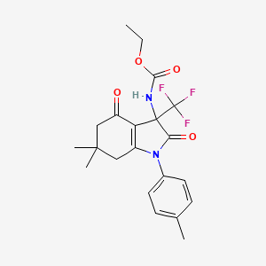 molecular formula C21H23F3N2O4 B4149160 ETHYL N-[6,6-DIMETHYL-1-(4-METHYLPHENYL)-2,4-DIOXO-3-(TRIFLUOROMETHYL)-2,3,4,5,6,7-HEXAHYDRO-1H-INDOL-3-YL]CARBAMATE 