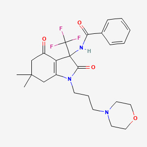 N-{6,6-Dimethyl-1-[3-(morpholin-4-YL)propyl]-2,4-dioxo-3-(trifluoromethyl)-2,3,4,5,6,7-hexahydro-1H-indol-3-YL}benzamide