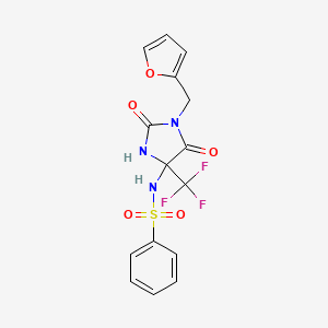 N-[1-(furan-2-ylmethyl)-2,5-dioxo-4-(trifluoromethyl)imidazolidin-4-yl]benzenesulfonamide