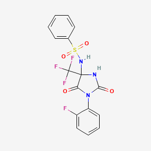 molecular formula C16H11F4N3O4S B4149174 N-[1-(2-fluorophenyl)-2,5-dioxo-4-(trifluoromethyl)imidazolidin-4-yl]benzenesulfonamide 