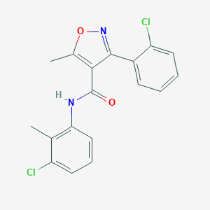 molecular formula C18H14Cl2N2O2 B414920 N-(3-chloro-2-methylphenyl)-3-(2-chlorophenyl)-5-methyl-1,2-oxazole-4-carboxamide 