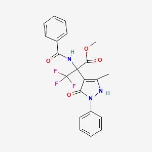 molecular formula C21H18F3N3O4 B4149202 METHYL 3,3,3-TRIFLUORO-2-(5-METHYL-3-OXO-2-PHENYL-2,3-DIHYDRO-1H-PYRAZOL-4-YL)-2-(PHENYLFORMAMIDO)PROPANOATE 