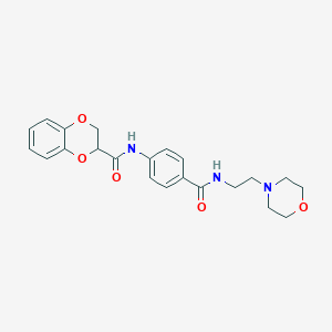 molecular formula C22H25N3O5 B4149207 N-[4-(2-morpholin-4-ylethylcarbamoyl)phenyl]-2,3-dihydro-1,4-benzodioxine-3-carboxamide 