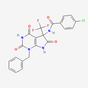 N-[1-BENZYL-2,4,6-TRIOXO-5-(TRIFLUOROMETHYL)-1H,2H,3H,4H,5H,6H,7H-PYRROLO[2,3-D]PYRIMIDIN-5-YL]-4-CHLOROBENZAMIDE