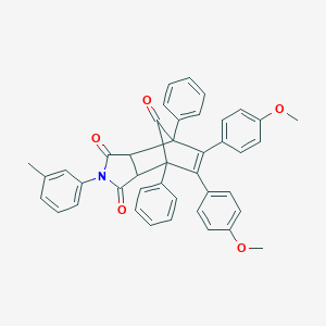 molecular formula C42H33NO5 B414926 8,9-Bis(4-methoxyphenyl)-4-(3-methylphenyl)-1,7-diphenyl-4-azatricyclo[5.2.1.0~2,6~]dec-8-ene-3,5,10-trione 
