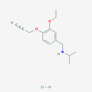 N-[(3-ethoxy-4-prop-2-ynoxyphenyl)methyl]propan-2-amine;hydrochloride