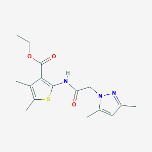 molecular formula C16H21N3O3S B414933 ethyl 2-{[(3,5-dimethyl-1H-pyrazol-1-yl)acetyl]amino}-4,5-dimethyl-3-thiophenecarboxylate 