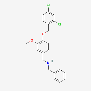 molecular formula C22H21Cl2NO2 B4149345 N-benzyl-1-{4-[(2,4-dichlorobenzyl)oxy]-3-methoxyphenyl}methanamine 