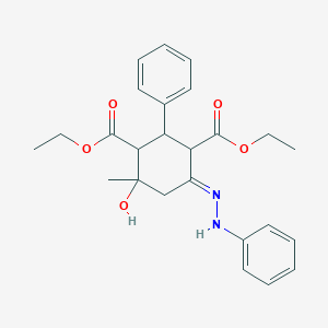 Diethyl 4-hydroxy-4-methyl-2-phenyl-6-(phenylhydrazono)-1,3-cyclohexanedicarboxylate