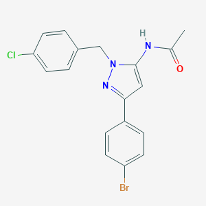 molecular formula C18H15BrClN3O B414941 N-[3-(4-bromophenyl)-1-(4-chlorobenzyl)-1H-pyrazol-5-yl]acetamide 