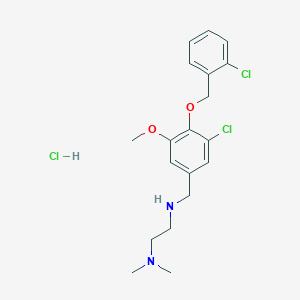 molecular formula C19H25Cl3N2O2 B4149449 N'-{3-chloro-4-[(2-chlorobenzyl)oxy]-5-methoxybenzyl}-N,N-dimethyl-1,2-ethanediamine hydrochloride 