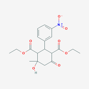 molecular formula C19H23NO8 B414946 Diethyl 4-hydroxy-4-methyl-2-(3-nitrophenyl)-6-oxocyclohexane-1,3-dicarboxylate CAS No. 93711-14-9