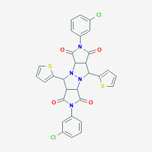 molecular formula C30H20Cl2N4O4S2 B414951 2,7-bis(3-chlorophenyl)-5,10-di(2-thienyl)tetrahydropyrrolo[3,4-c]pyrrolo[3',4':4,5]pyrazolo[1,2-a]pyrazole-1,3,6,8(2H,3aH,5H,7H)-tetrone 
