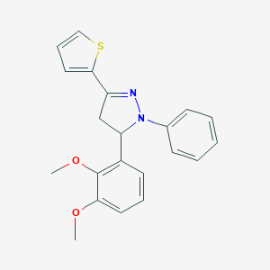 molecular formula C21H20N2O2S B414952 5-(2,3-dimethoxyphenyl)-1-phenyl-3-(2-thienyl)-4,5-dihydro-1H-pyrazole 