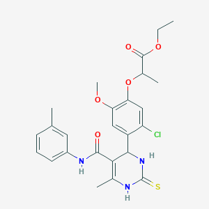 molecular formula C25H28ClN3O5S B4149538 ethyl 2-[5-chloro-2-methoxy-4-[6-methyl-5-[(3-methylphenyl)carbamoyl]-2-sulfanylidene-3,4-dihydro-1H-pyrimidin-4-yl]phenoxy]propanoate 