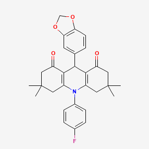 9-(1,3-benzodioxol-5-yl)-10-(4-fluorophenyl)-3,3,6,6-tetramethyl-3,4,6,7,9,10-hexahydro-1,8(2H,5H)-acridinedione