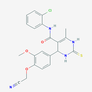 molecular formula C21H19ClN4O3S B4149541 N-(2-chlorophenyl)-4-[4-(cyanomethoxy)-3-methoxyphenyl]-6-methyl-2-sulfanylidene-3,4-dihydro-1H-pyrimidine-5-carboxamide 