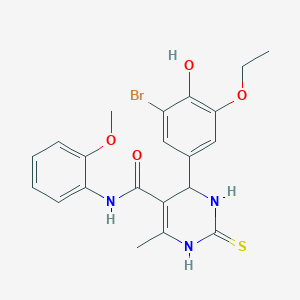 molecular formula C21H22BrN3O4S B4149547 4-(3-bromo-5-ethoxy-4-hydroxyphenyl)-N-(2-methoxyphenyl)-6-methyl-2-thioxo-1,2,3,4-tetrahydro-5-pyrimidinecarboxamide 