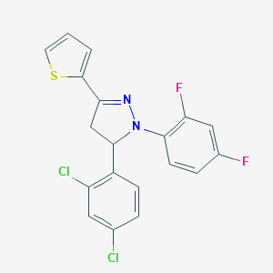molecular formula C19H12Cl2F2N2S B414955 5-(2,4-dichlorophenyl)-1-(2,4-difluorophenyl)-3-(2-thienyl)-4,5-dihydro-1H-pyrazole 