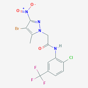 molecular formula C13H9BrClF3N4O3 B414957 2-(4-bromo-5-methyl-3-nitro-1H-pyrazol-1-yl)-N-[2-chloro-5-(trifluoromethyl)phenyl]acetamide 