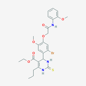 molecular formula C26H30BrN3O6S B4149583 ethyl 4-(2-bromo-5-methoxy-4-{2-[(2-methoxyphenyl)amino]-2-oxoethoxy}phenyl)-6-propyl-2-thioxo-1,2,3,4-tetrahydro-5-pyrimidinecarboxylate 