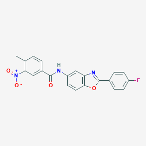 molecular formula C21H14FN3O4 B414961 N-[2-(4-fluorophenyl)-1,3-benzoxazol-5-yl]-4-methyl-3-nitrobenzamide 