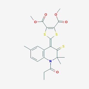 molecular formula C22H23NO5S3 B414964 Dimethyl 2-(2,2,6-trimethyl-1-propanoyl-3-sulfanylidenequinolin-4-ylidene)-1,3-dithiole-4,5-dicarboxylate CAS No. 330179-28-7