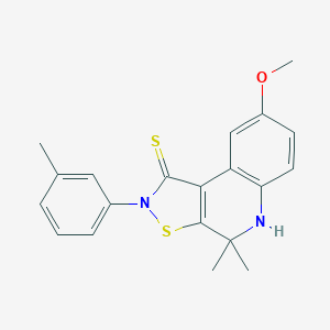 molecular formula C20H20N2OS2 B414967 8-methoxy-4,4-dimethyl-2-(3-methylphenyl)-4,5-dihydro[1,2]thiazolo[5,4-c]quinoline-1(2H)-thione CAS No. 303013-93-6