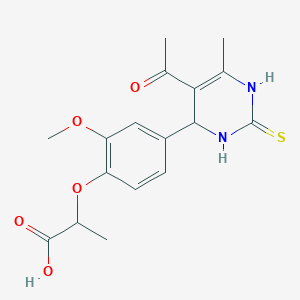 molecular formula C17H20N2O5S B4149681 2-[4-(5-acetyl-6-methyl-2-sulfanylidene-3,4-dihydro-1H-pyrimidin-4-yl)-2-methoxyphenoxy]propanoic acid 