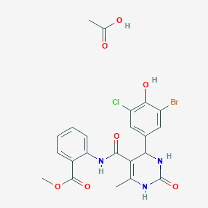 acetic acid;methyl 2-[[4-(3-bromo-5-chloro-4-hydroxyphenyl)-6-methyl-2-oxo-3,4-dihydro-1H-pyrimidine-5-carbonyl]amino]benzoate