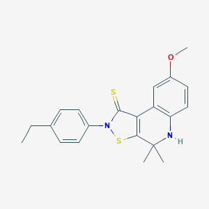 molecular formula C21H22N2OS2 B414971 2-(4-ethylphenyl)-8-methoxy-4,4-dimethyl-4,5-dihydroisothiazolo[5,4-c]quinoline-1(2H)-thione CAS No. 306326-34-1