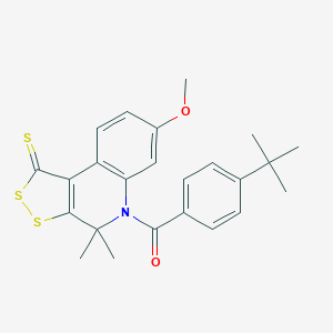 molecular formula C24H25NO2S3 B414973 5-(4-tert-butylbenzoyl)-7-methoxy-4,4-dimethyl-4,5-dihydro-1H-[1,2]dithiolo[3,4-c]quinoline-1-thione CAS No. 330440-12-5