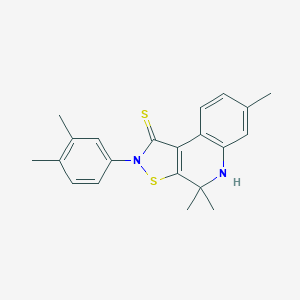 molecular formula C21H22N2S2 B414975 2-(3,4-dimethylphenyl)-4,4,7-trimethyl-4,5-dihydroisothiazolo[5,4-c]quinoline-1(2H)-thione CAS No. 330440-11-4