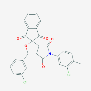molecular formula C27H17Cl2NO5 B414982 5-(3-chloro-4-methylphenyl)-3-(3-chlorophenyl)-3a,6a-dihydrospiro[furo[3,4-c]pyrrole-1,2'-indene]-1',3',4,6(3H,5H)-tetrone 