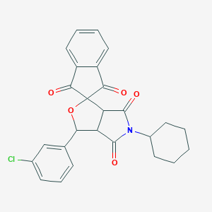 1-(3-chlorophenyl)-5-cyclohexylspiro[3a,6a-dihydro-1H-furo[3,4-c]pyrrole-3,2'-indene]-1',3',4,6-tetrone