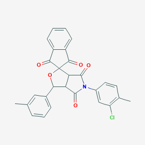 molecular formula C28H20ClNO5 B414984 5-(3-chloro-4-methylphenyl)-3-(3-methylphenyl)-3a,6a-dihydrospiro[furo[3,4-c]pyrrole-1,2'-indene]-1',3',4,6(3H,5H)-tetrone 
